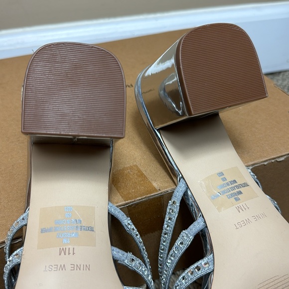 NWOT - NINE WEST Women's Frisky Heeled Sandal, Silver, Size 11M - Picture 13 of 16
